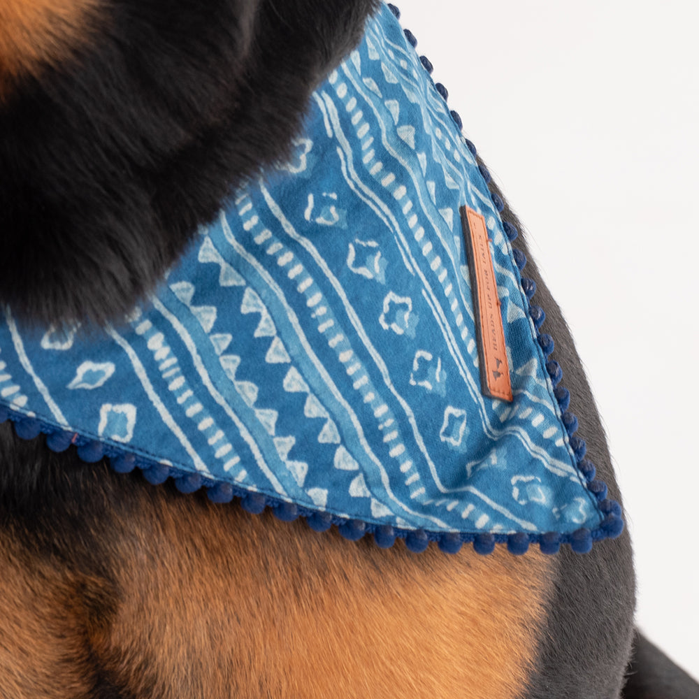 HUFT The Indian Collective Pankti Dog Bandana - Indigo - Heads Up For Tails