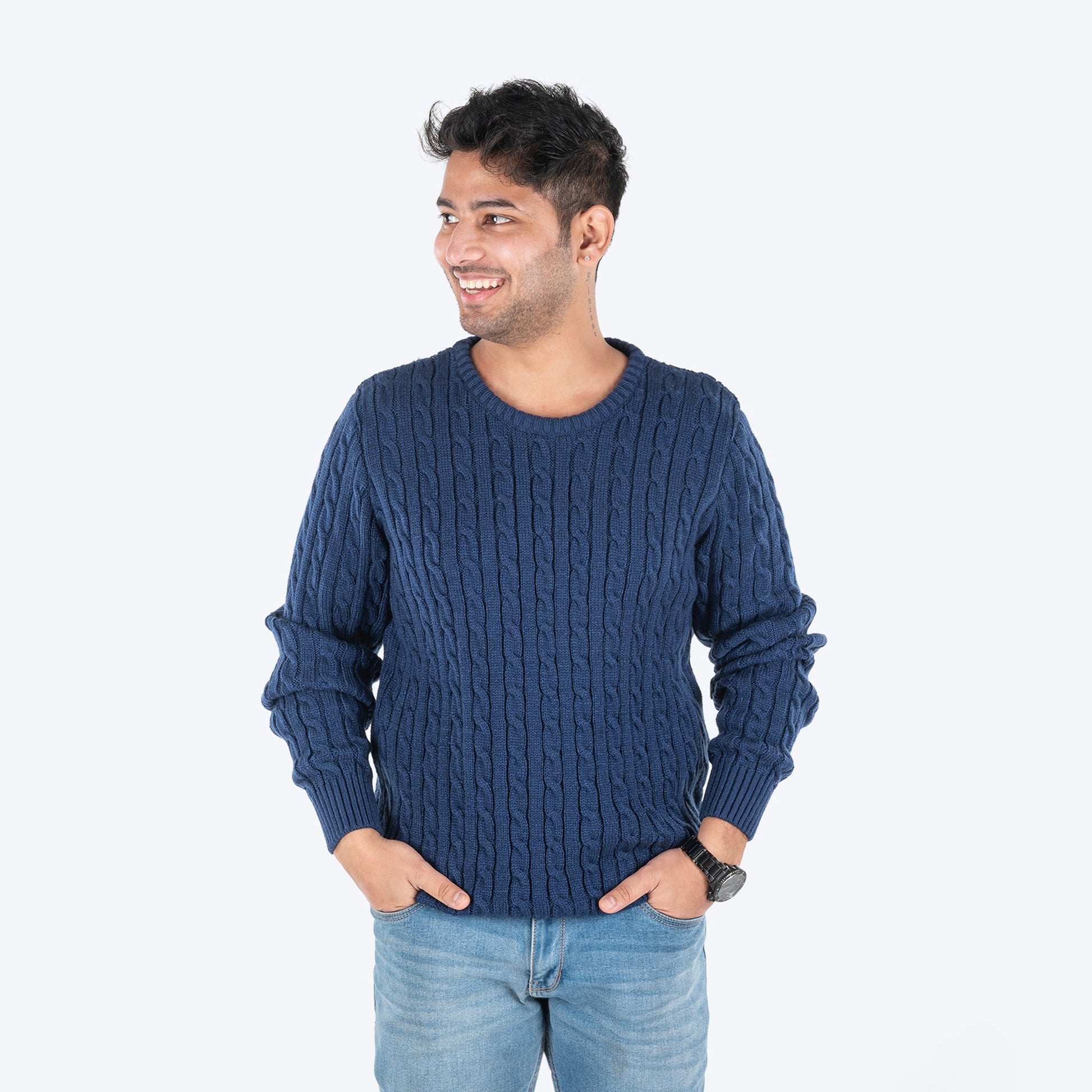 HUFT Twinning Classic Sweater For Hoomans - Lazuli Blue - Heads Up For Tails