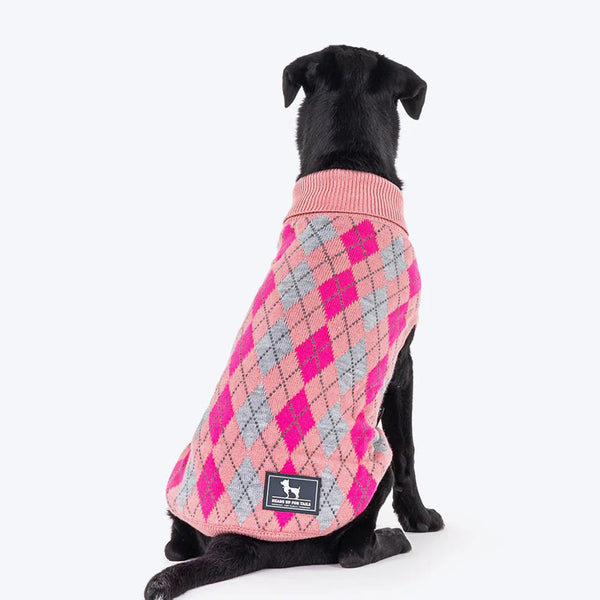 HUFT Argyle Dog Sweater - Pink - Heads Up For Tails