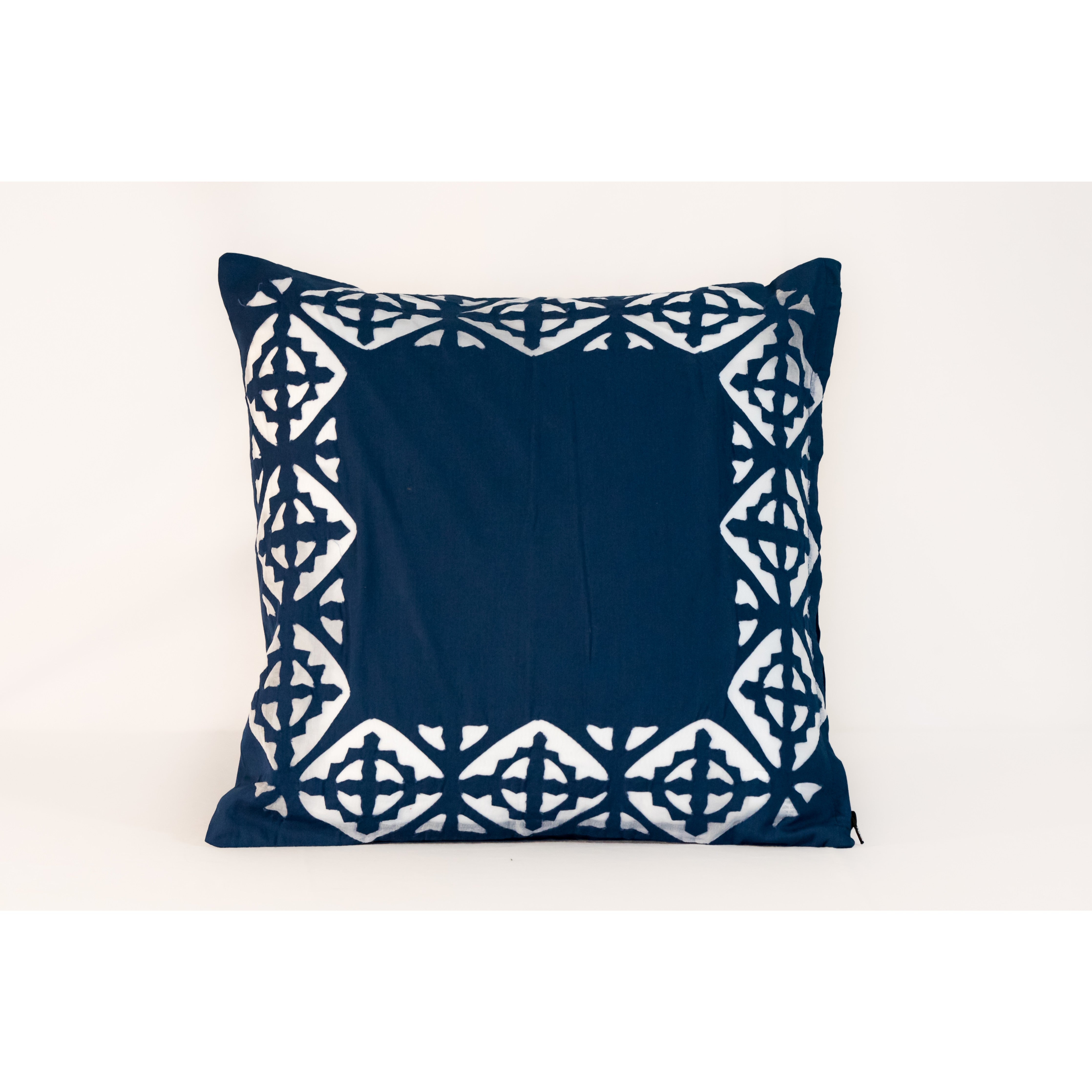 Indigo Geometric Applique Cushion Cover