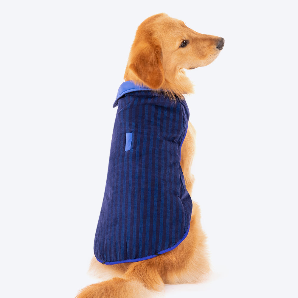 HUFT Wintersong Corduroy Reversible Dog Jacket - Blue - Heads Up For Tails