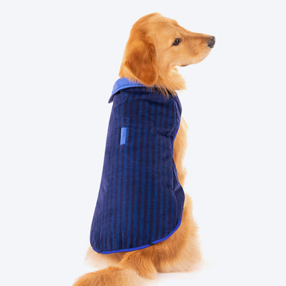 HUFT Wintersong Corduroy Reversible Dog Jacket - Blue - Heads Up For Tails
