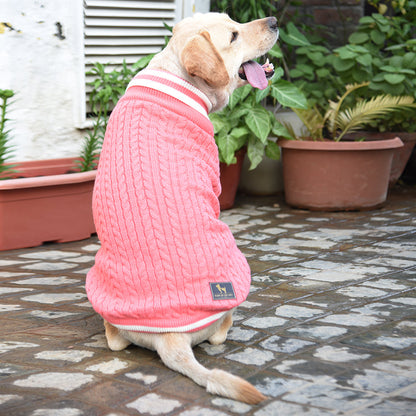 HUFT Striped Cable Knit Dog Sweater - Pink