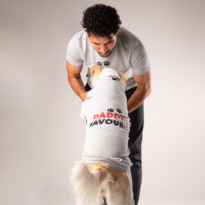 HUFT Twinning - Dog Dad T-Shirt For Humans - Grey with Black & Red Print - Heads Up For Tails