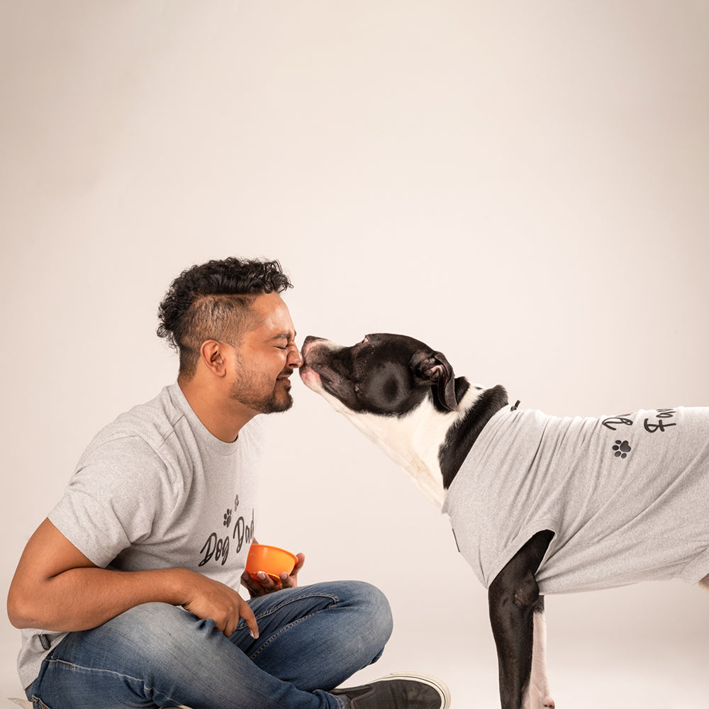HUFT Twinning - Daddy Favourite T-Shirt For Dogs - Grey with Black Print - Heads Up For Tails