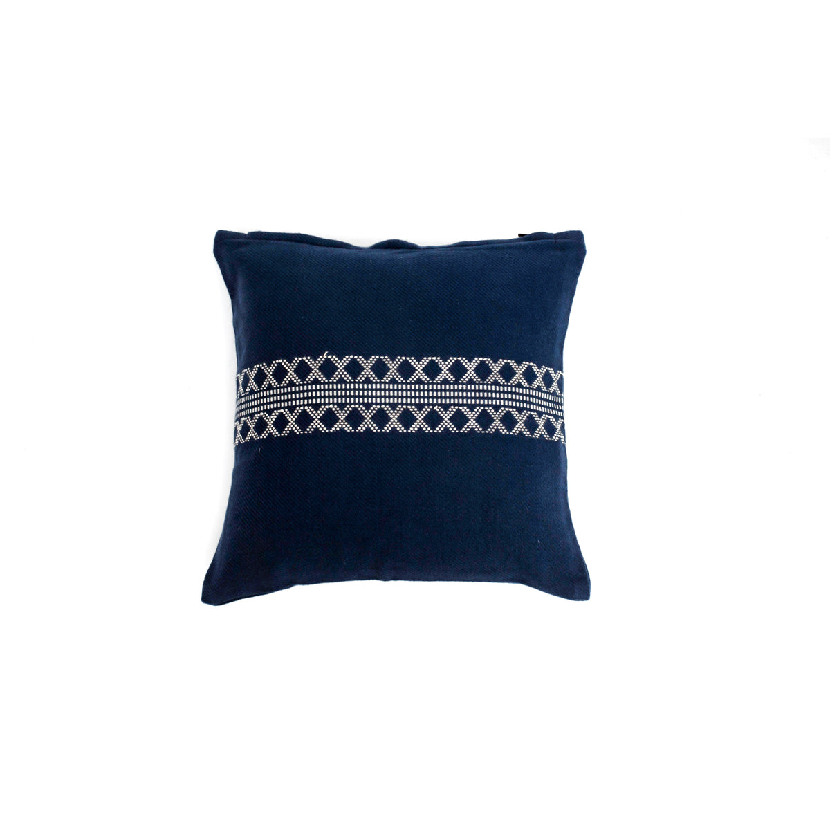Indigo Blue Hand Woven Extra Weft Cushion Cover