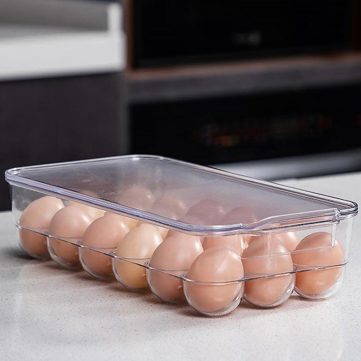 Plastic 18 Cavity Egg Storage Box Or Egg Trays For Refrigerator With Lid  Handles High Quality Rectangular Egg Tray Box For 18 Egg (1 Pc) HP DD