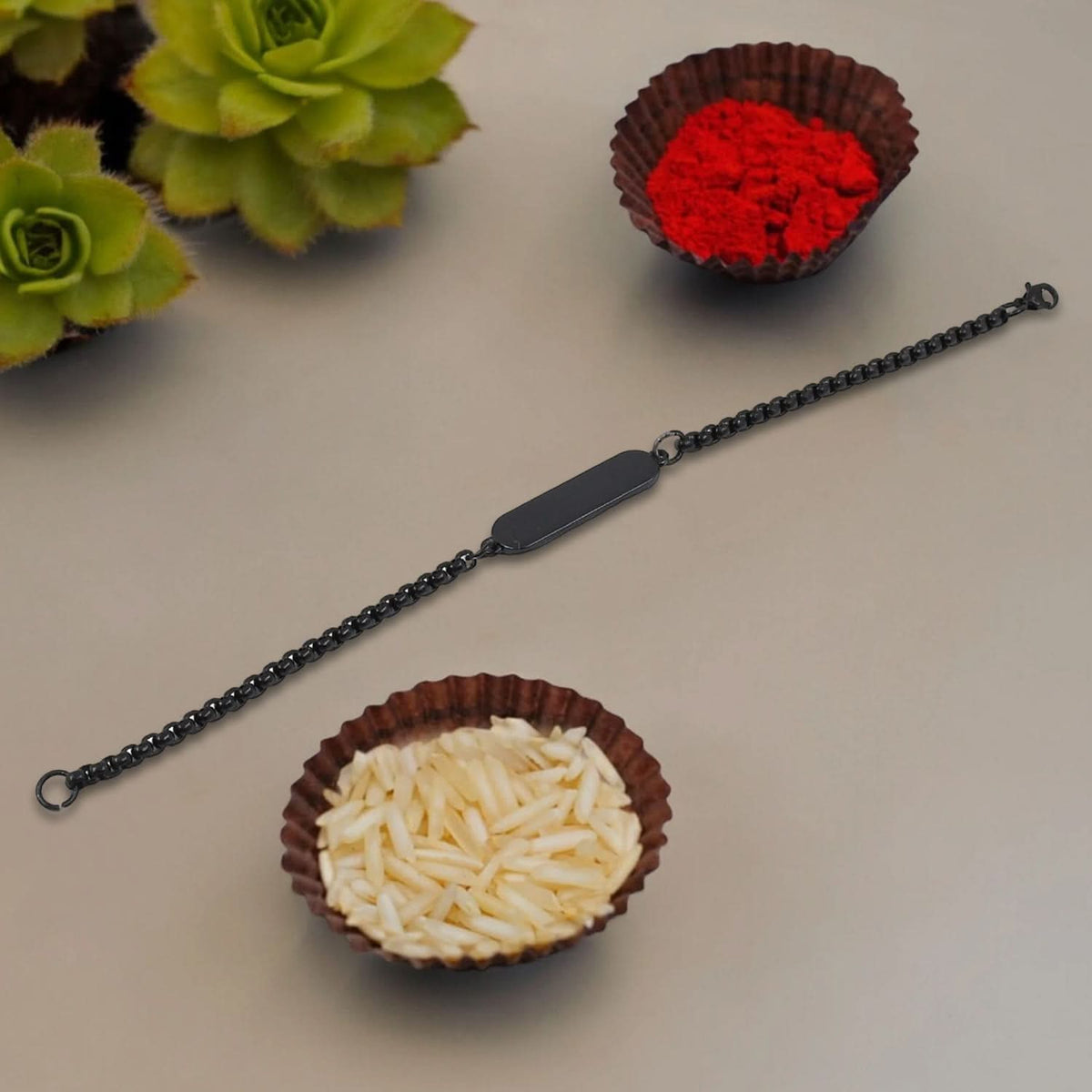 Black Bracelet Rakhi Gift Bracelet (1 Pc) HP DD