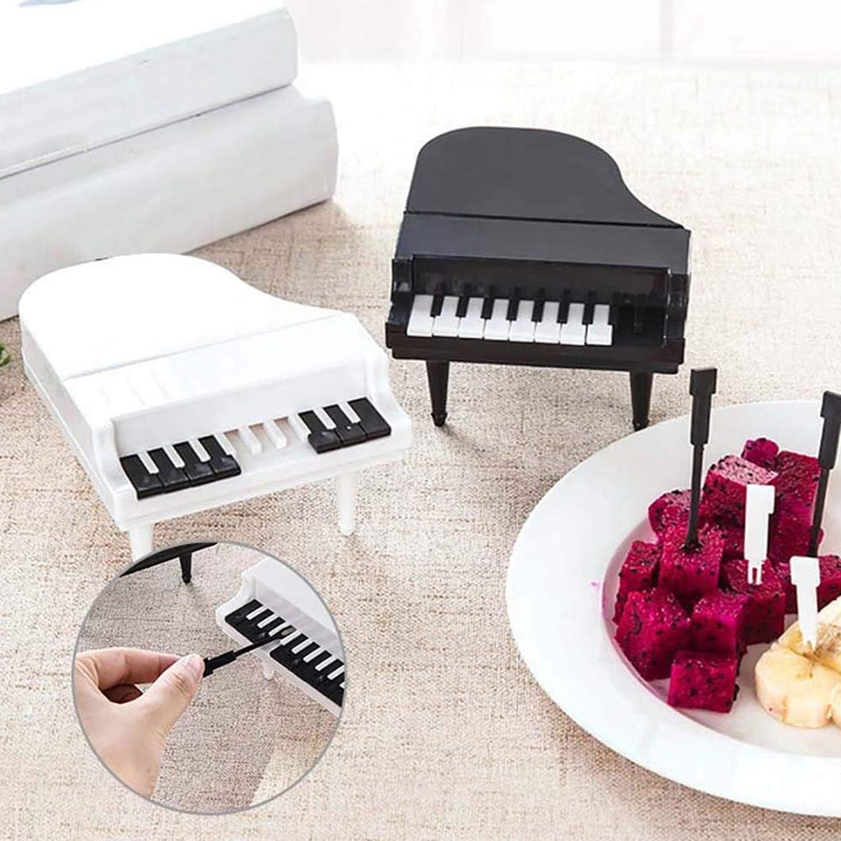 10pcslot Creative Piano Fruit Forks Set Food Sticks For Dessert Fruit Snack Picking Kitchen Dining Tools (10 Pc Set) HP DD
