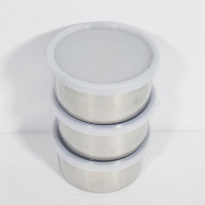 Steel Lunch Container 3 (300ml *3, Stailess Steel Container ) - HalfPe