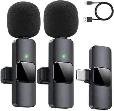 K9 Dual Wireless Lavalier Microphone with Type-C Receiver for Mobile, Vlogging & Online Meetings JPS PRODUCTS (ACHSA)