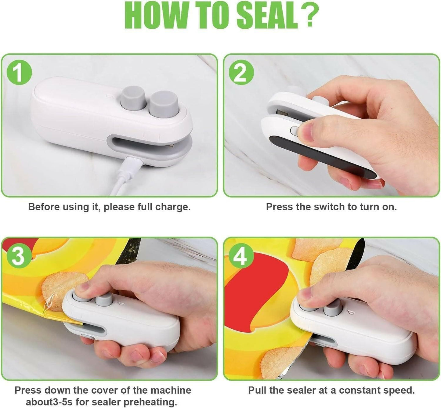 Mini Seal Machine, 2 in 1 USB Rechargeable Magnetic Heat Sealing & Cutting, Portable Handheld Vacuum Sealer - HalfPe