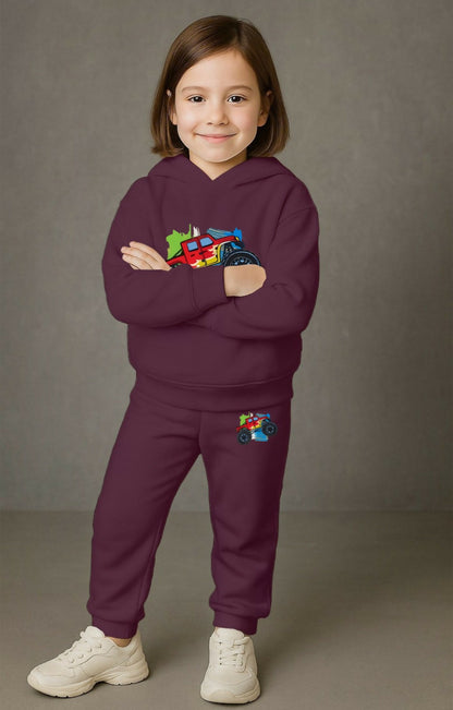 Premium Kids' Maroon Winter Sportswear Tracksuit – Long Sleeve Hooded Sweatshirt & Jogger Set Luck Fashion