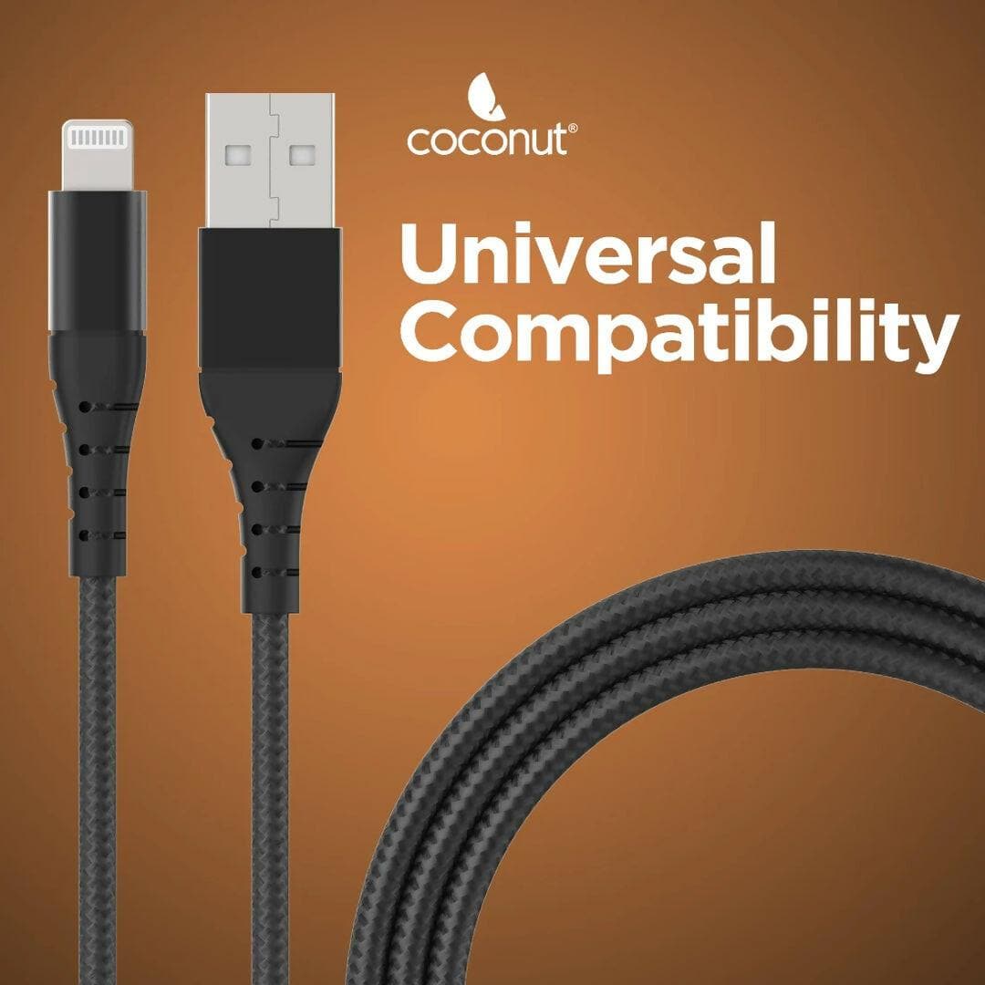 MC01 Mfi Certified USB A to Lightning Cable (Black) - HalfPe