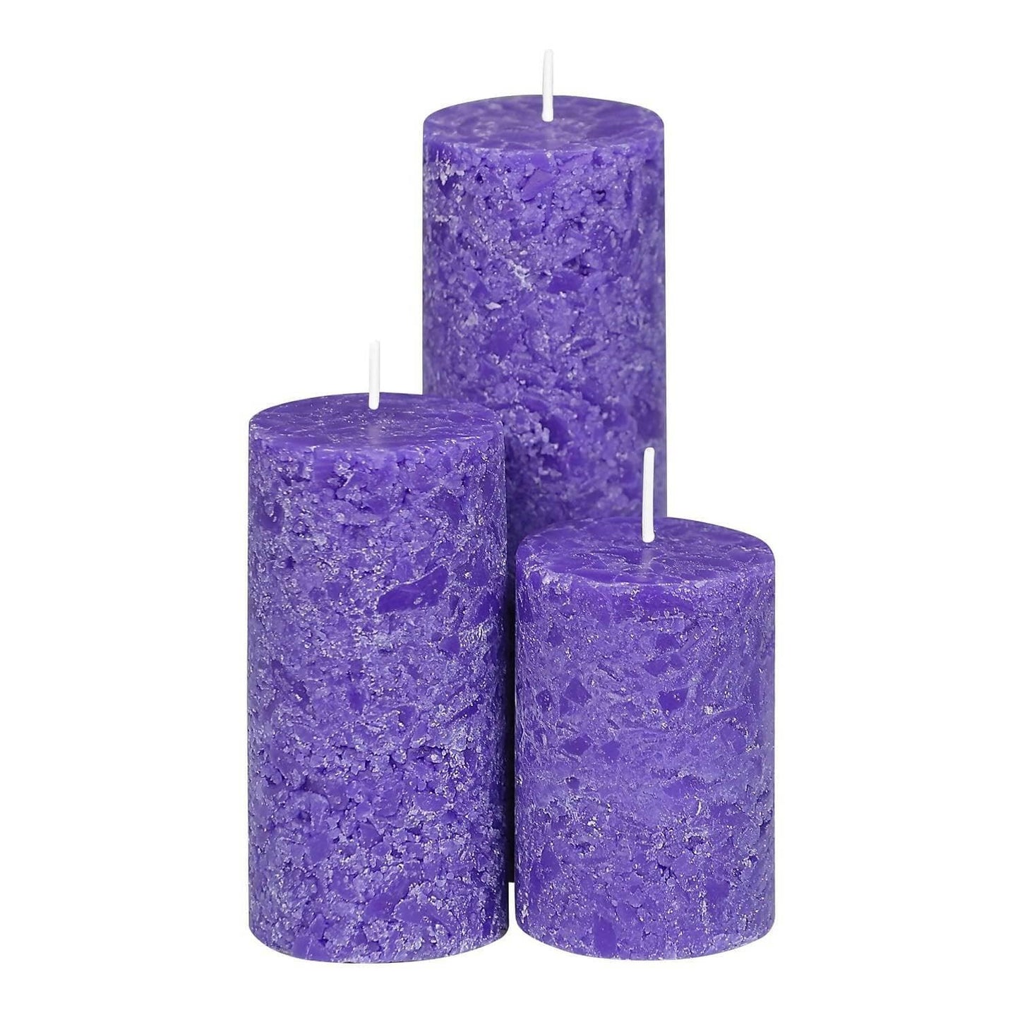 PROSPERRO LUMO Paraffin Wax By Parkash Candle Set of 3 Fragrance Pillar Candles Marble Finish (Lavender Fragrance) - HalfPe