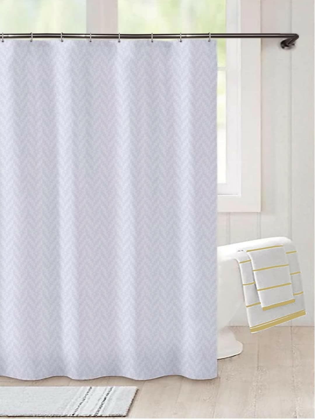 Lushomes Heavy Duty Fabric Shower Curtain, Water Resistant Partition Liner for Washroom, W4 x H6.5 FT, W 48 x H78 Inches with Shower Curtains 8 Plastic Eyelet, 8 C-Rings (Non-PVC) - HalfPe