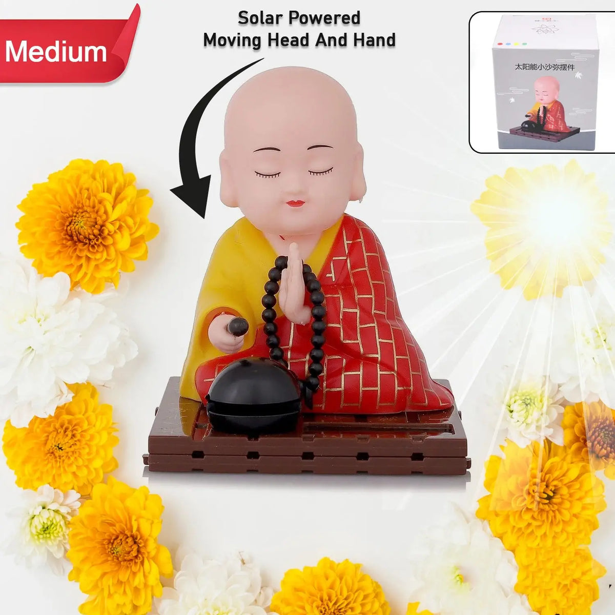 Solar Powered Sitting  Buddha Statue  Moving Head And Hand (1 Pc  Medium) HP DD