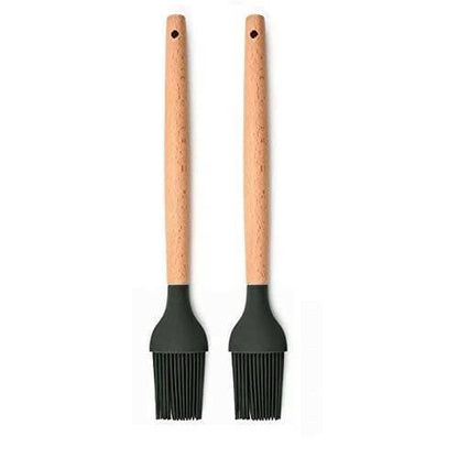 P-plus international silicon basting brush with Wooden handle (pack of 2) - HalfPe