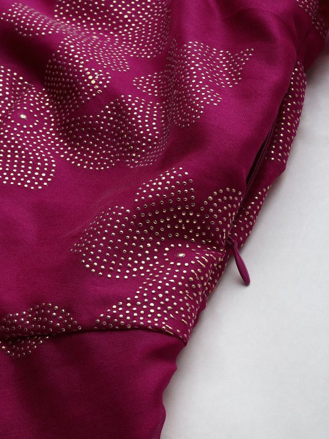 Bollywood Vogue Ready To Wear Pink Organza Foil Printed Dress