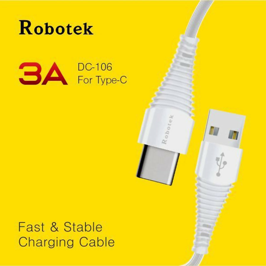 Robotek USB Type C Cable 1 m DC 106 Type-C (Compatible with Mobile, White, NA)
