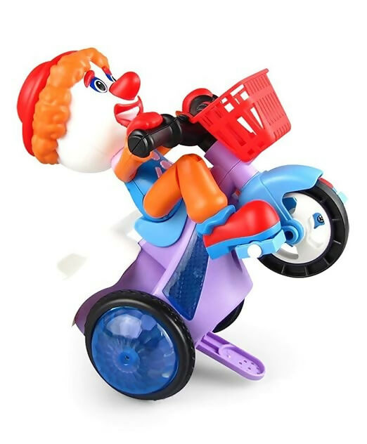 Electric Cartoon Clown Tricycle: Multicolor Light & Music Stunt Car