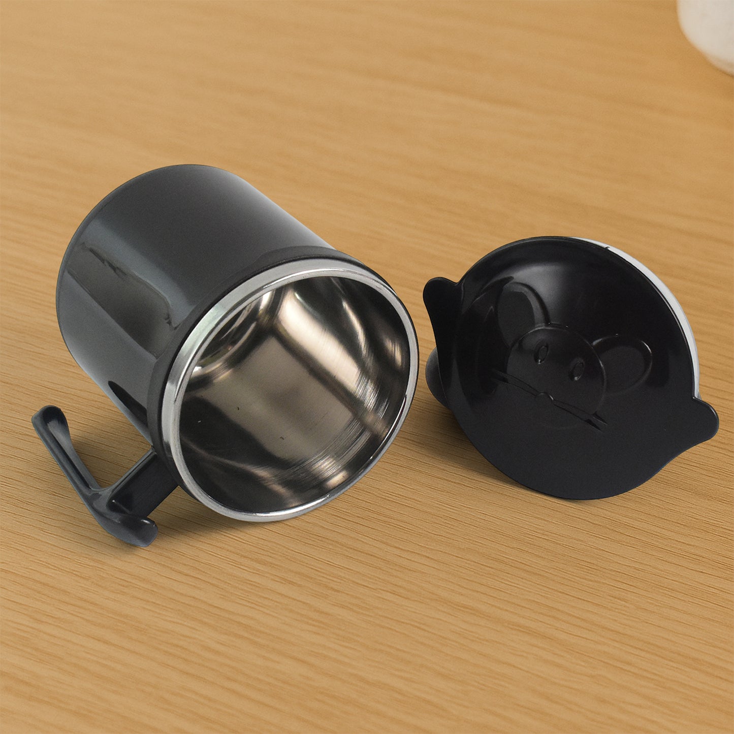 1 Pc Apex Cat Mug – 250 ml Stainless Steel Insulated Inner with Cute Cat Print and Plastic Outer Body with  Leak-Proof Lid