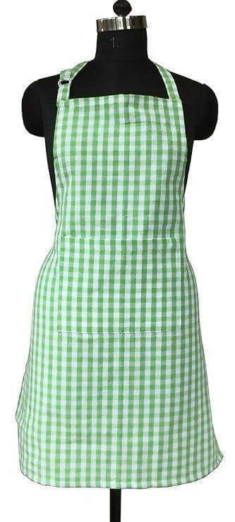 Lushomes Cotton Checks Kitchen Chef Apron with Pocket and Adjustable Buckle Size: 64X81 cm (Multicolour) - HalfPe