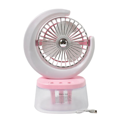 Portable Desktop Camping Fan with LED Light & Humidifier – Plug & Play