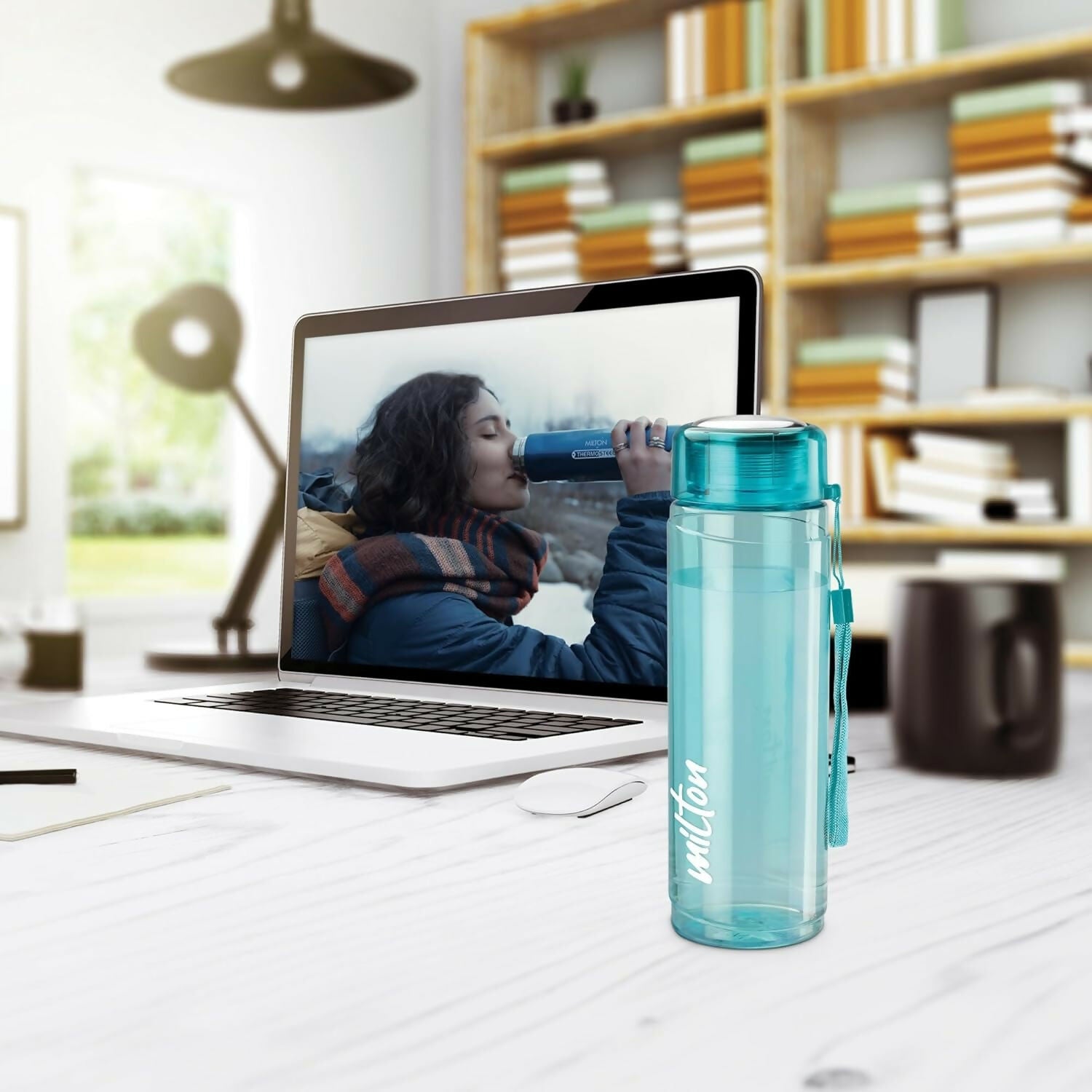Milton Aqua Cool Transparent Water Bottle with Carry Strap, Leak-Proof Reusable Water Bottle for Office, School, Gym & Travel