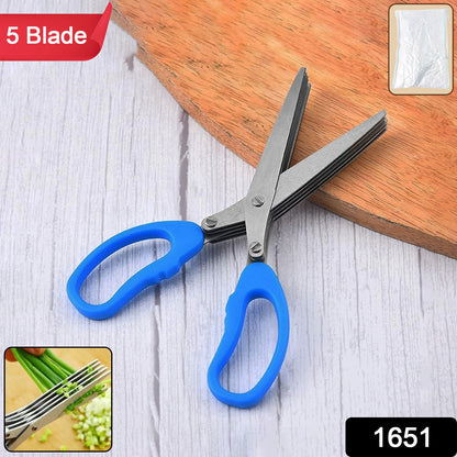 5-Blade Multipurpose Herb Scissors for Stainless Steel Kitchen Cutter for Fast Vegetable,