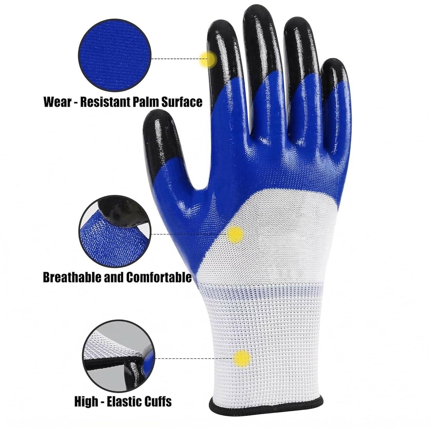 AxisGrip Nylon Safety Work Gloves with PU Nitrile Coating – Anti-Slip, Cut Resistant Hand Protection (Pack of 2)