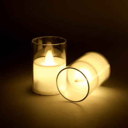 Premium Set of 24 Smokeless LED Tealight Candles with Transparent Glass Holders – Battery Operated Flameless Decorative Lights for Home Décor, Festival