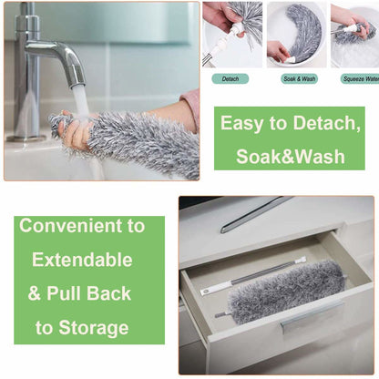 Microfiber Duster with 100-Inch Extendable Handle for High Ceiling & Furniture Cleaning