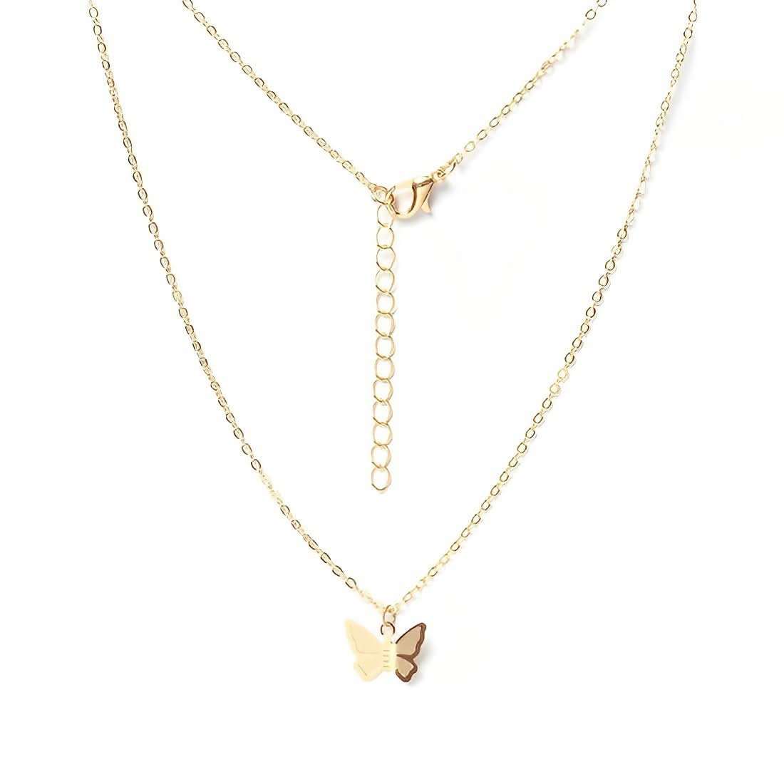 Chic & Delicate Gold Butterfly Locket Necklace and Earrings Set pinapes