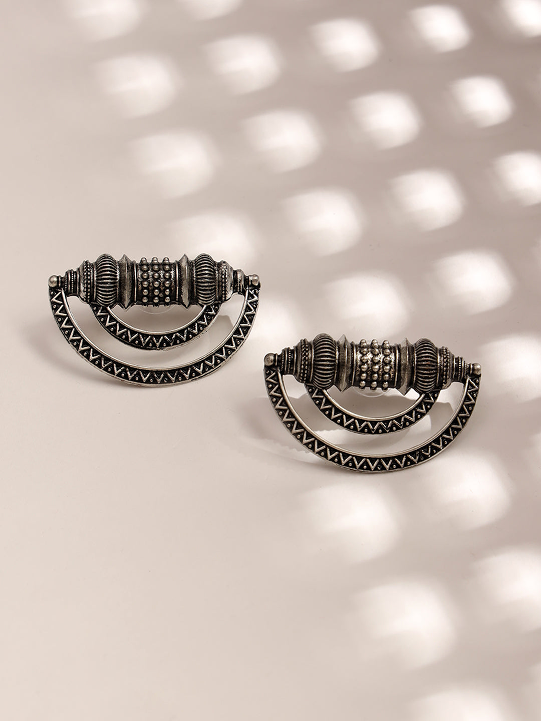 Silver Plated Cresent Shaped Stud Earrings