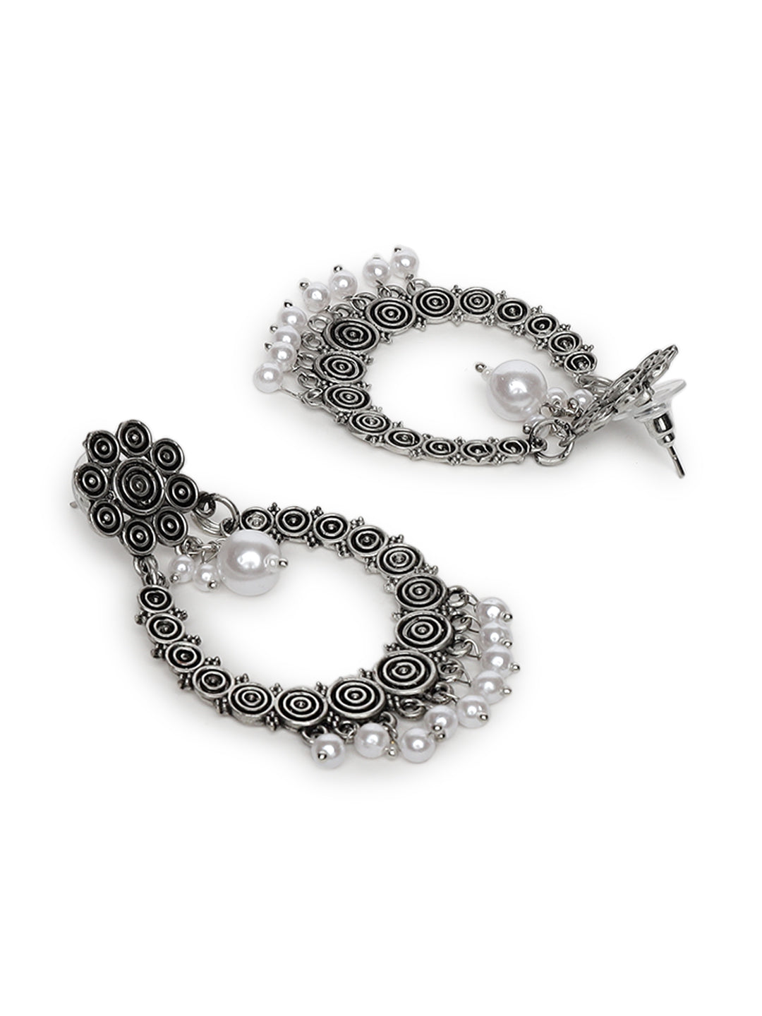 Silver Plated & Pearl Beaded Drop Earrings