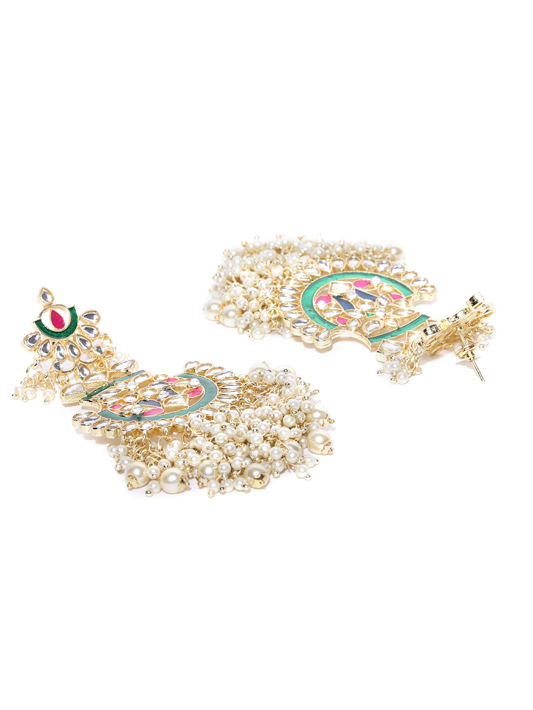 Jazz And Sizzle Gold Plated Kundan Studded Handcrafted Classic Drop Earrings