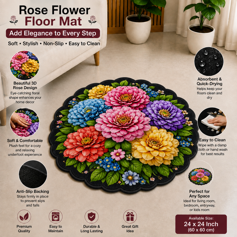 25X25 Inches Modern Decorative Door Mat | Water Absorbent Floor Mat for Living Room.