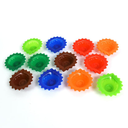 Colorful Silicone Diya Set – 12pcs Reusable, Smokeless Decorative Diyas for Festivals & Home Décor