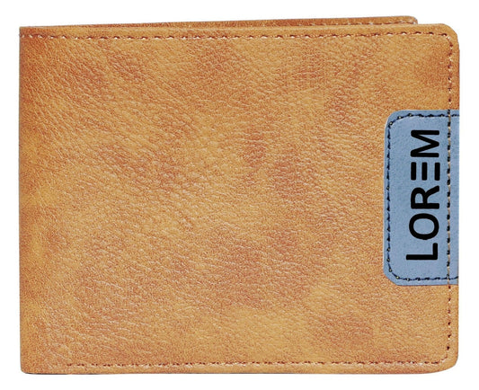 Lorem Orange Designer Bi-Fold Faux Leather 3 ATM Card Slots Wallet For Men - HalfPe