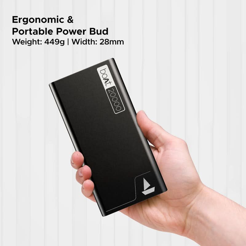 boAt Energyshroom PB400 Powerbank with 20000mAh battery capacity with Smart IC protection(Carbon Black) hp excluisve