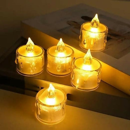 Decorative Acrylic LED Tea Lights, Flameless and Safe (Pack of 12)