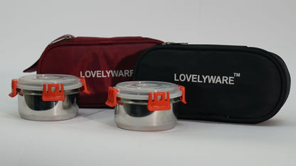 Smart Lock Lunch Box (450ml *2 Container With Bag) - HalfPe