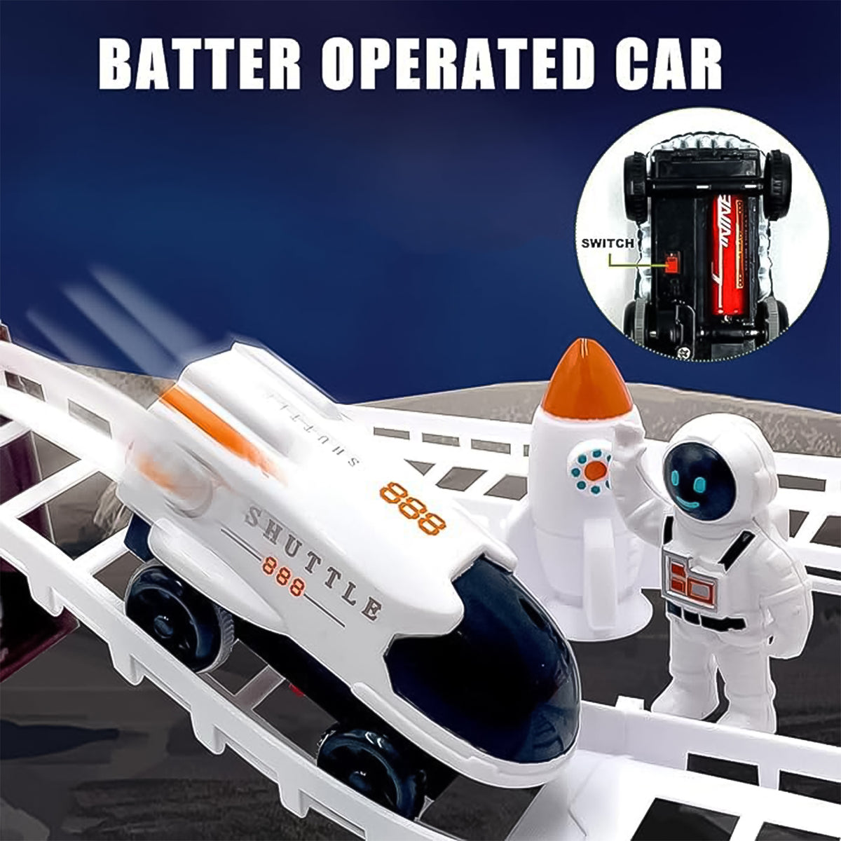 Space Toys Race Track Set for Kids Adventure - Intricate Car Track, Special Space Gifts, Astronaut Train Track, and Outer Space Toys (1 Set)