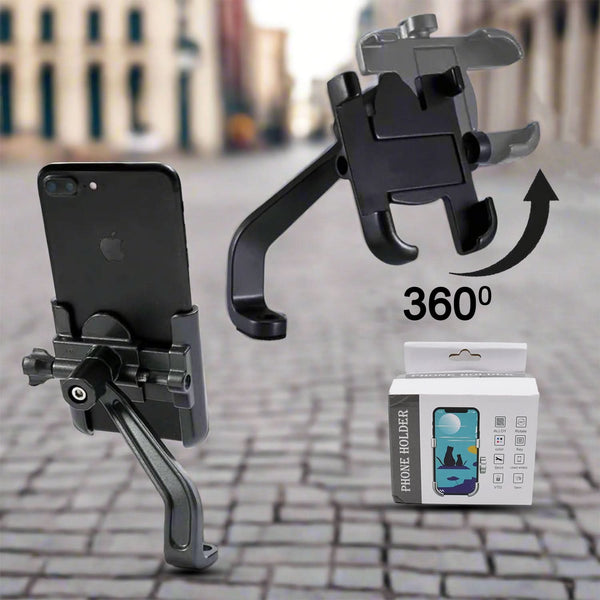 Full Metal 360° Rotating Bike & Scooty Mobile Holder Stand