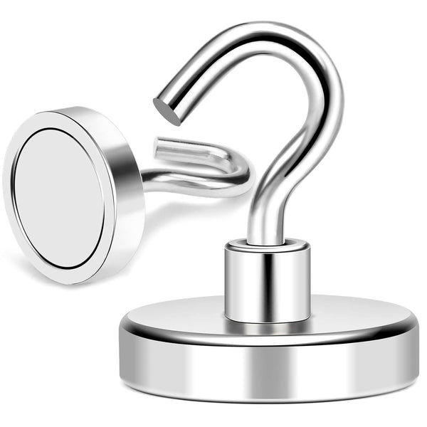 Heavy Duty Stainless Steel Magnetic Hook – Strong Neodymium Hanging Hook Pack of 4