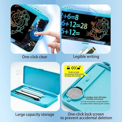 Multifunctional Writing Tablet & Geometry Box for Kids – Smart Pencil Box with LCD Writing Pad, Compass Set & Stationery Organizer – All-in-One School Supply Kit for Boys & Girls