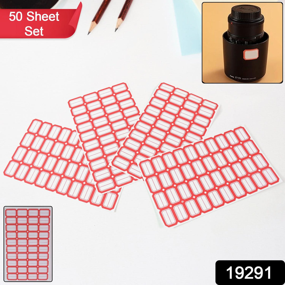 Multipurpose Blank Label Sticker Sheets Red Border Self-adhesive Writable Stickers For Bottles (50 Sheet) HP DD