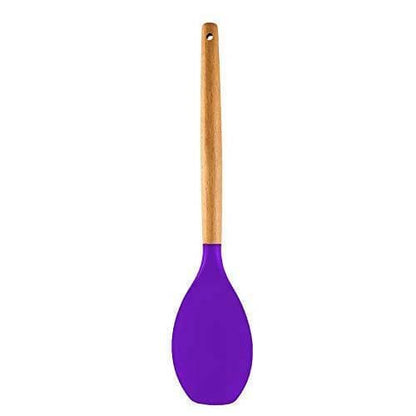 P-Plus International Premium Silicone Spatula Flexible & Heat Resistant Rubber Spatula with Wood Handle (Purple) - HalfPe