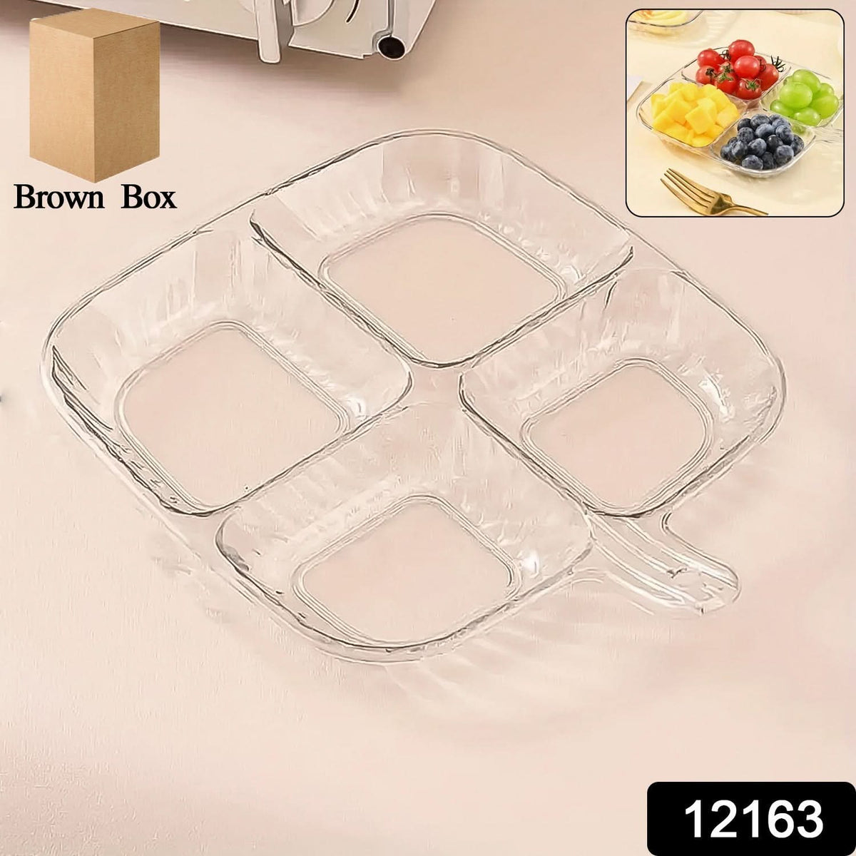 Plastic Kitchen Trays For Serving (4 Compartment  1 Pc) HP DD